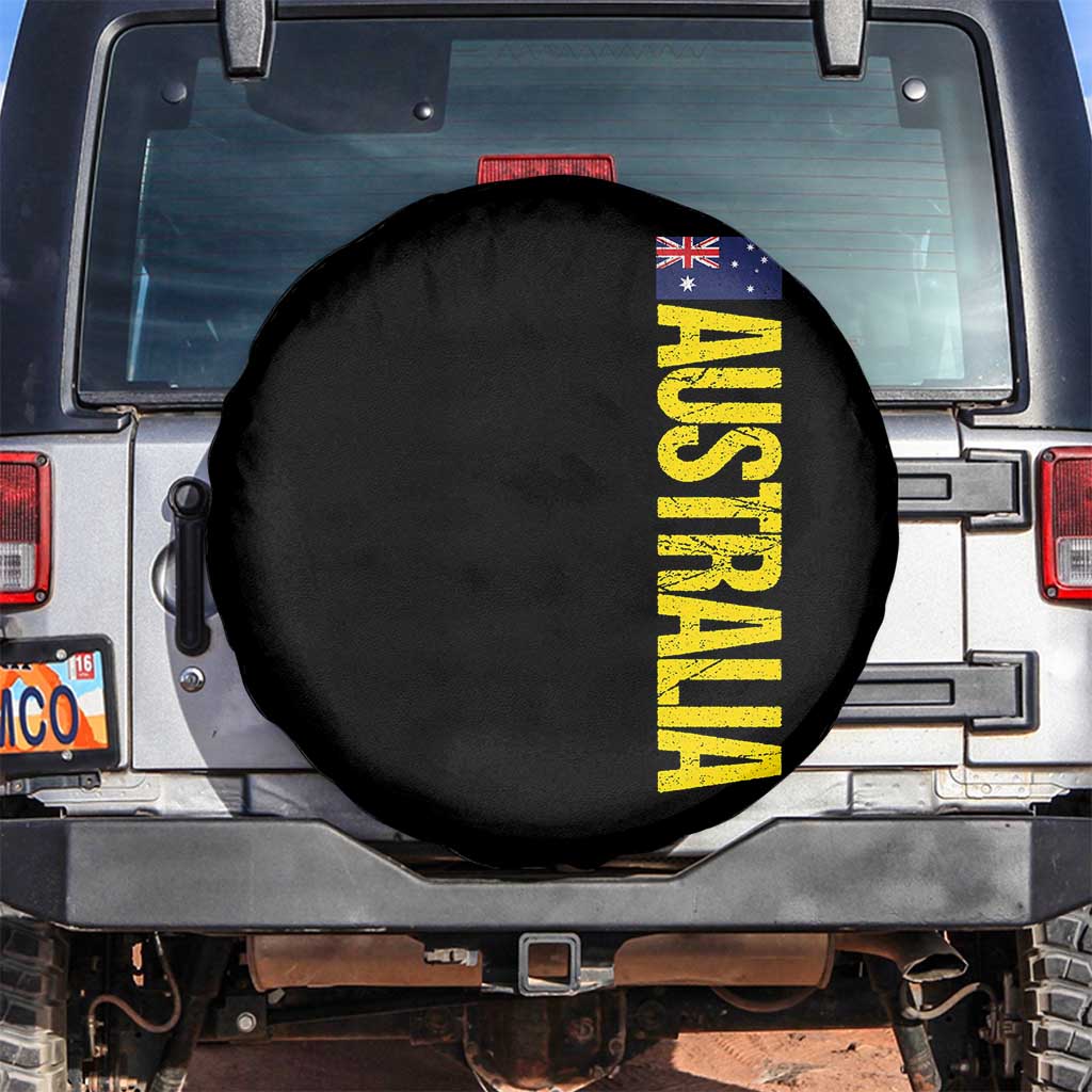 Australia Flag Spare Tire Cover Patriotic Country Pride Vertical Text Graphic TS10 No hole Black Print Your Wear