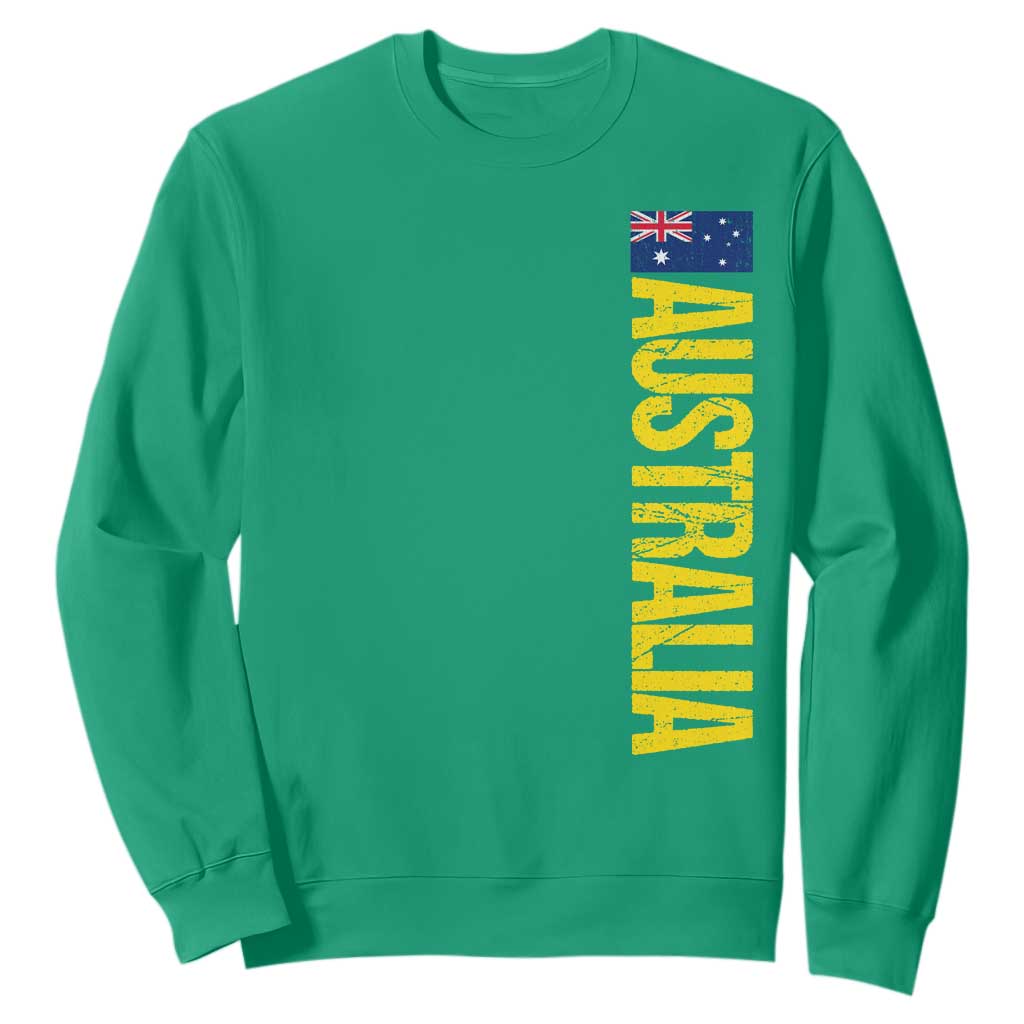 Australia Flag Sweatshirt Patriotic Country Pride Vertical Text Graphic