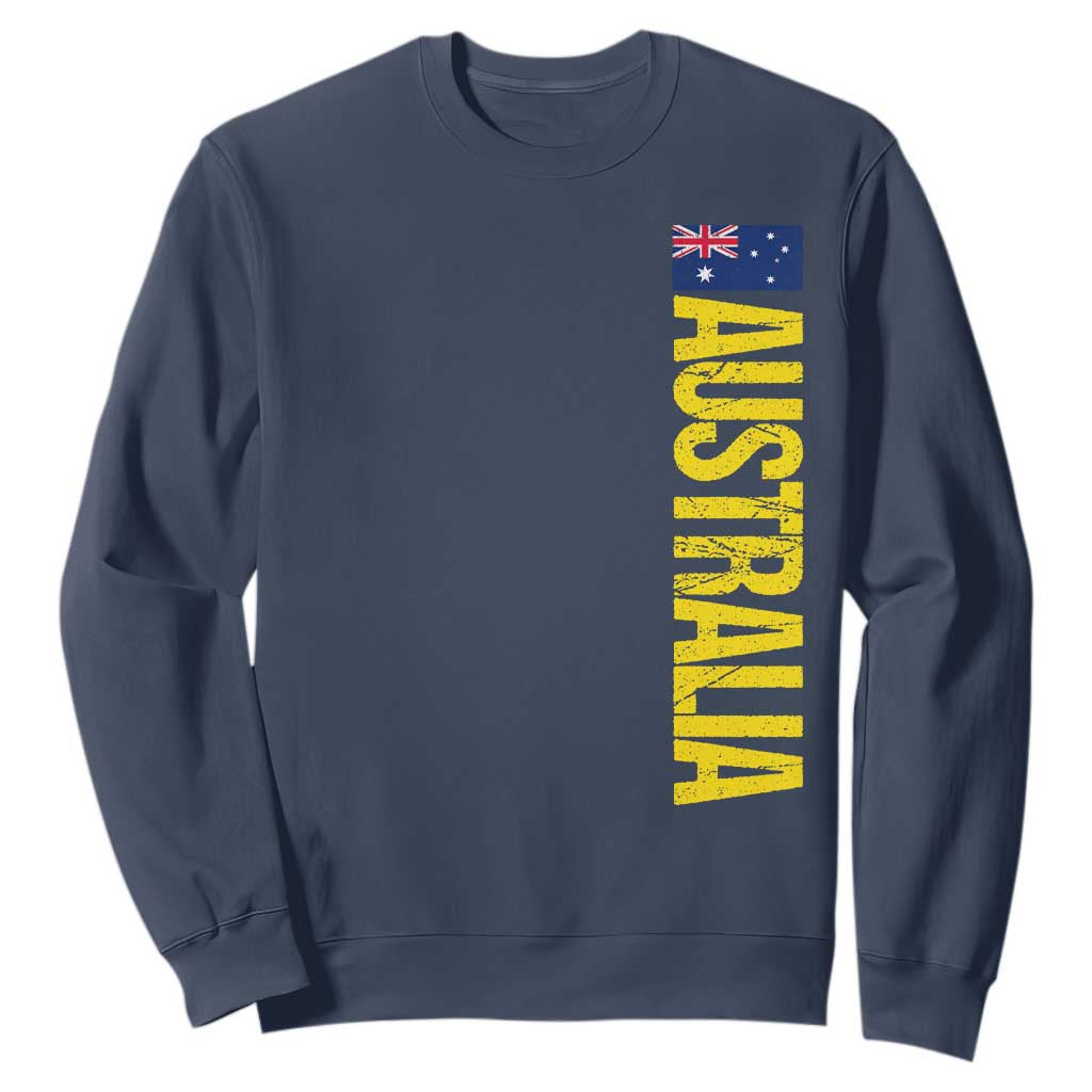 Australia Flag Sweatshirt Patriotic Country Pride Vertical Text Graphic