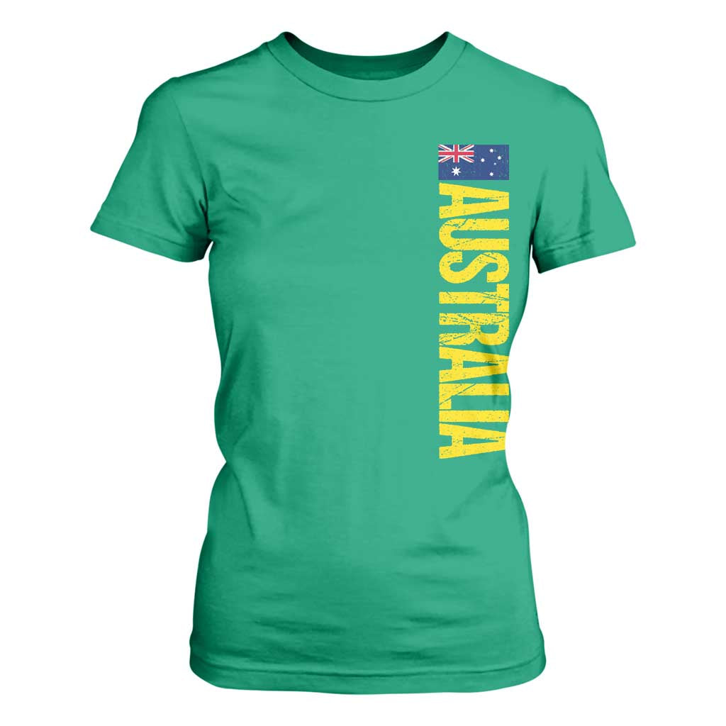 Australia Flag T Shirt For Women Patriotic Country Pride Vertical Text Graphic TS10 Irish Green Print Your Wear