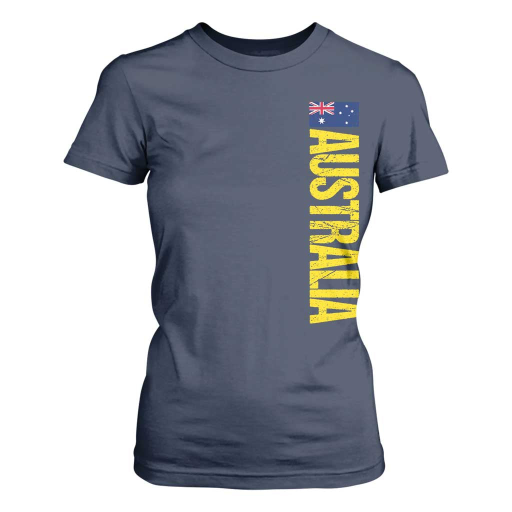 Australia Flag T Shirt For Women Patriotic Country Pride Vertical Text Graphic