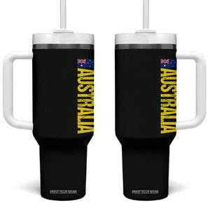 Australia Flag Tumbler With Handle Patriotic Country Pride Vertical Text Graphic