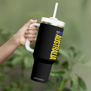 Australia Flag Tumbler With Handle Patriotic Country Pride Vertical Text Graphic