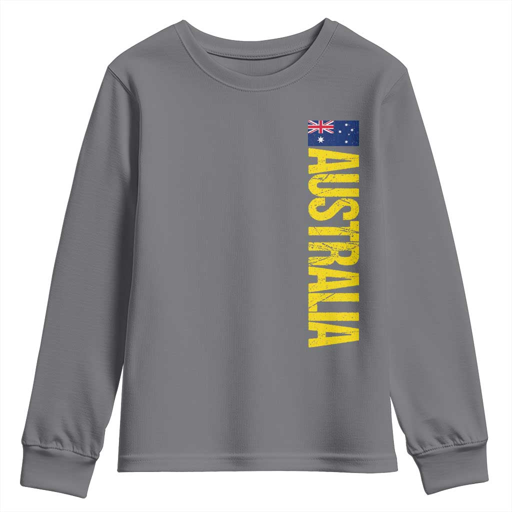 Australia Flag Youth Sweatshirt Patriotic Country Pride Vertical Text Graphic