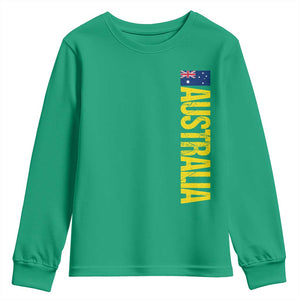 Australia Flag Youth Sweatshirt Patriotic Country Pride Vertical Text Graphic
