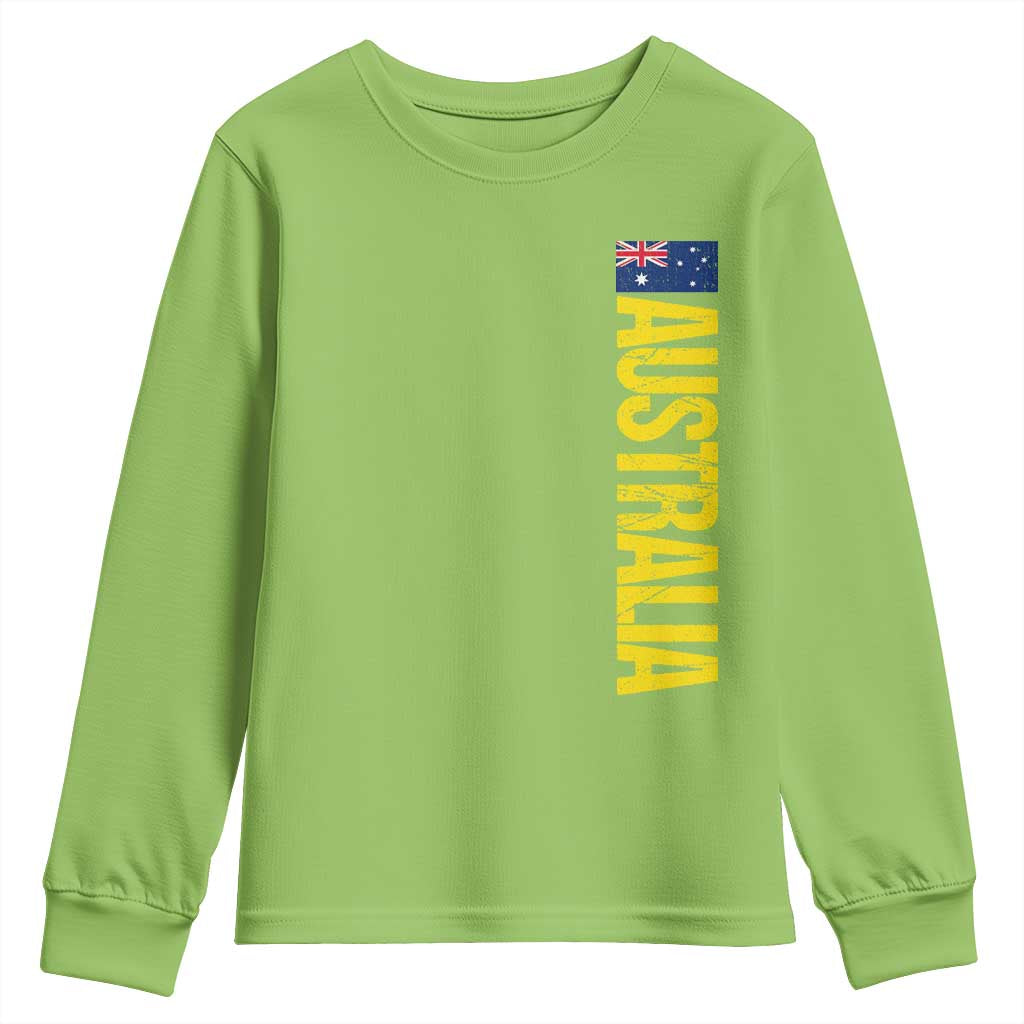 Australia Flag Youth Sweatshirt Patriotic Country Pride Vertical Text Graphic