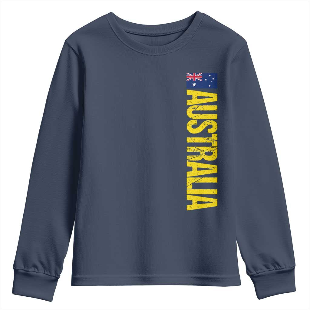 Australia Flag Youth Sweatshirt Patriotic Country Pride Vertical Text Graphic
