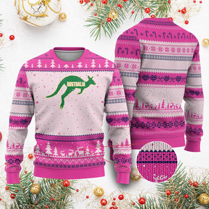 Vintage Kangaroo Australia Ugly Christmas Sweater Patriotic Country Pride Graphic Aussie Roo Kangaroo