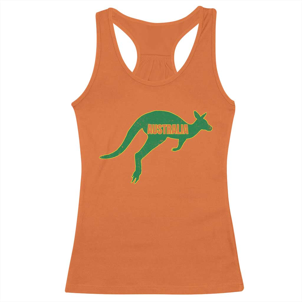 Vintage Kangaroo Australia Racerback Tank Top Patriotic Country Pride Graphic Aussie Roo Kangaroo