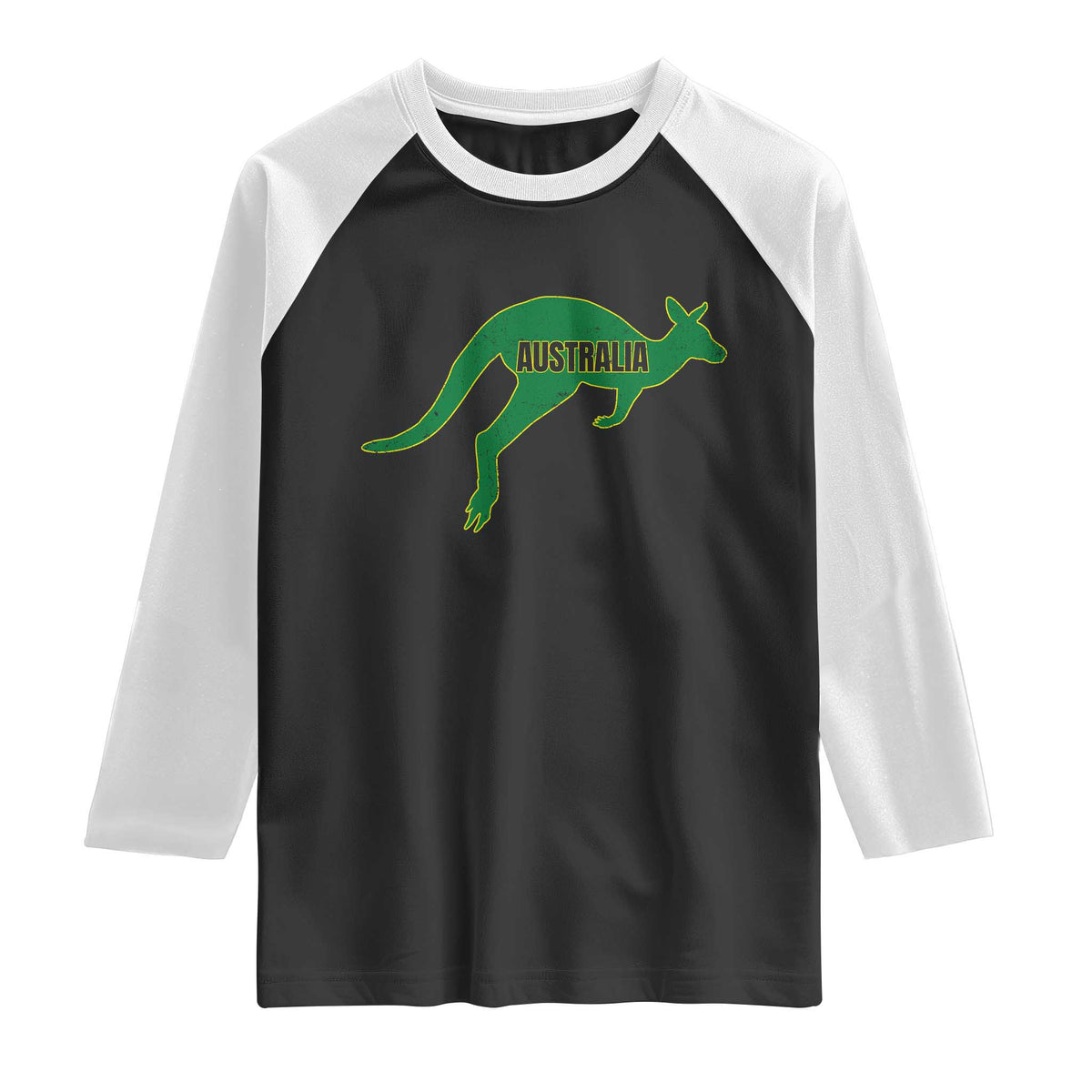 Vintage Kangaroo Australia Raglan Shirt Patriotic Country Pride Graphic Aussie Roo Kangaroo