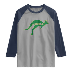 Vintage Kangaroo Australia Raglan Shirt Patriotic Country Pride Graphic Aussie Roo Kangaroo