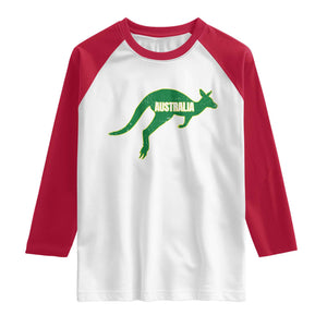 Vintage Kangaroo Australia Raglan Shirt Patriotic Country Pride Graphic Aussie Roo Kangaroo