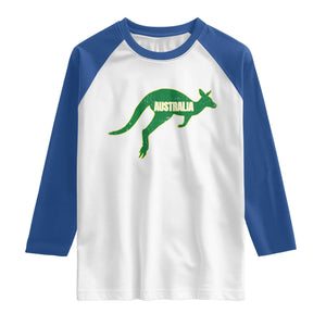 Vintage Kangaroo Australia Raglan Shirt Patriotic Country Pride Graphic Aussie Roo Kangaroo
