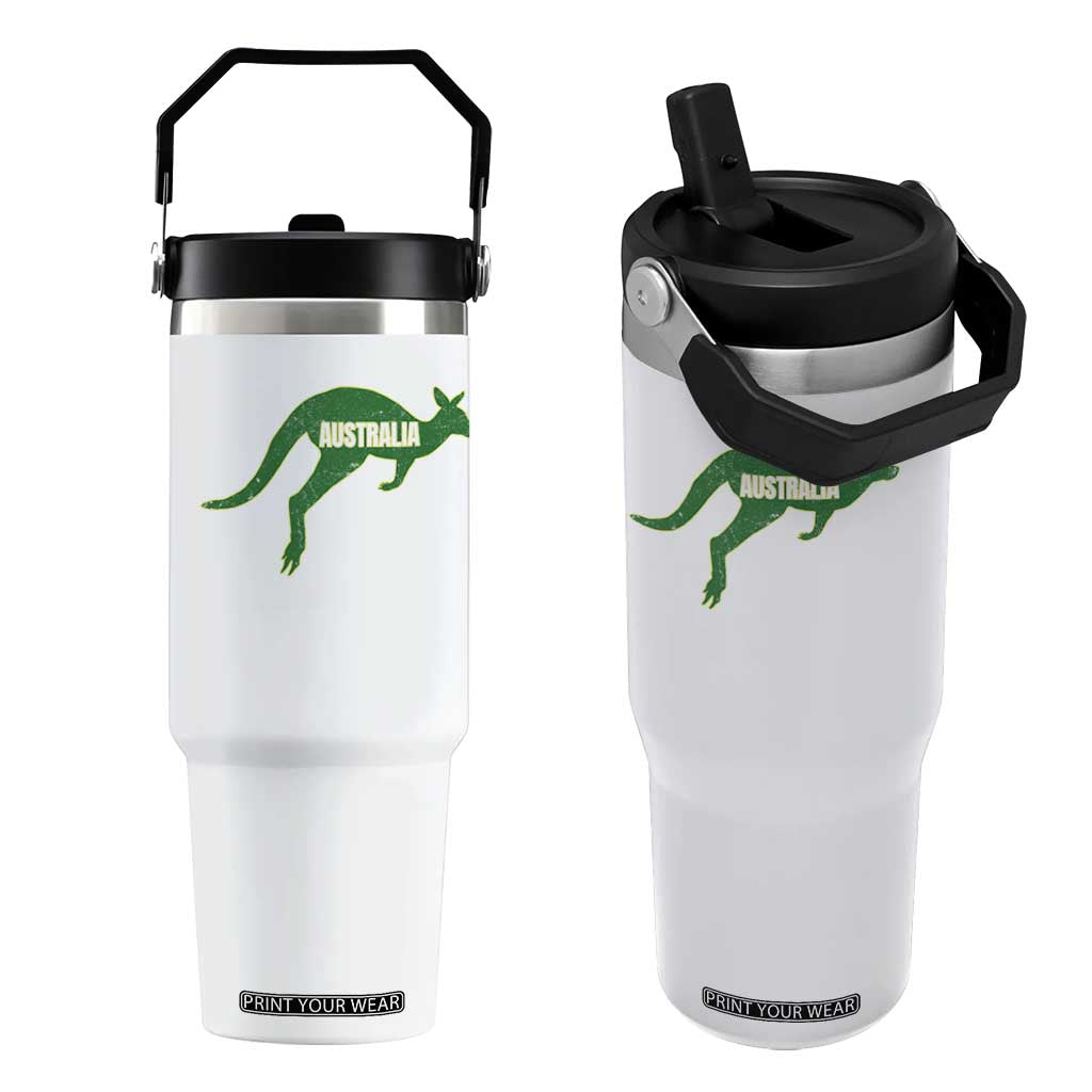 Vintage Kangaroo Australia Flip Straw Tumbler Patriotic Country Pride Graphic Aussie Roo Kangaroo TS10 One Size: 30 oz White Print Your Wear