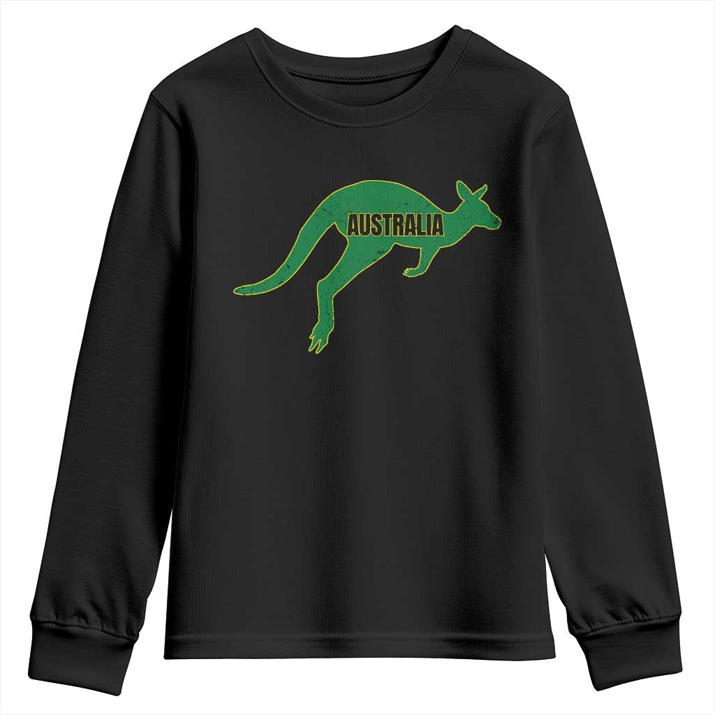 Vintage Kangaroo Australia Youth Sweatshirt Patriotic Country Pride Graphic Aussie Roo Kangaroo