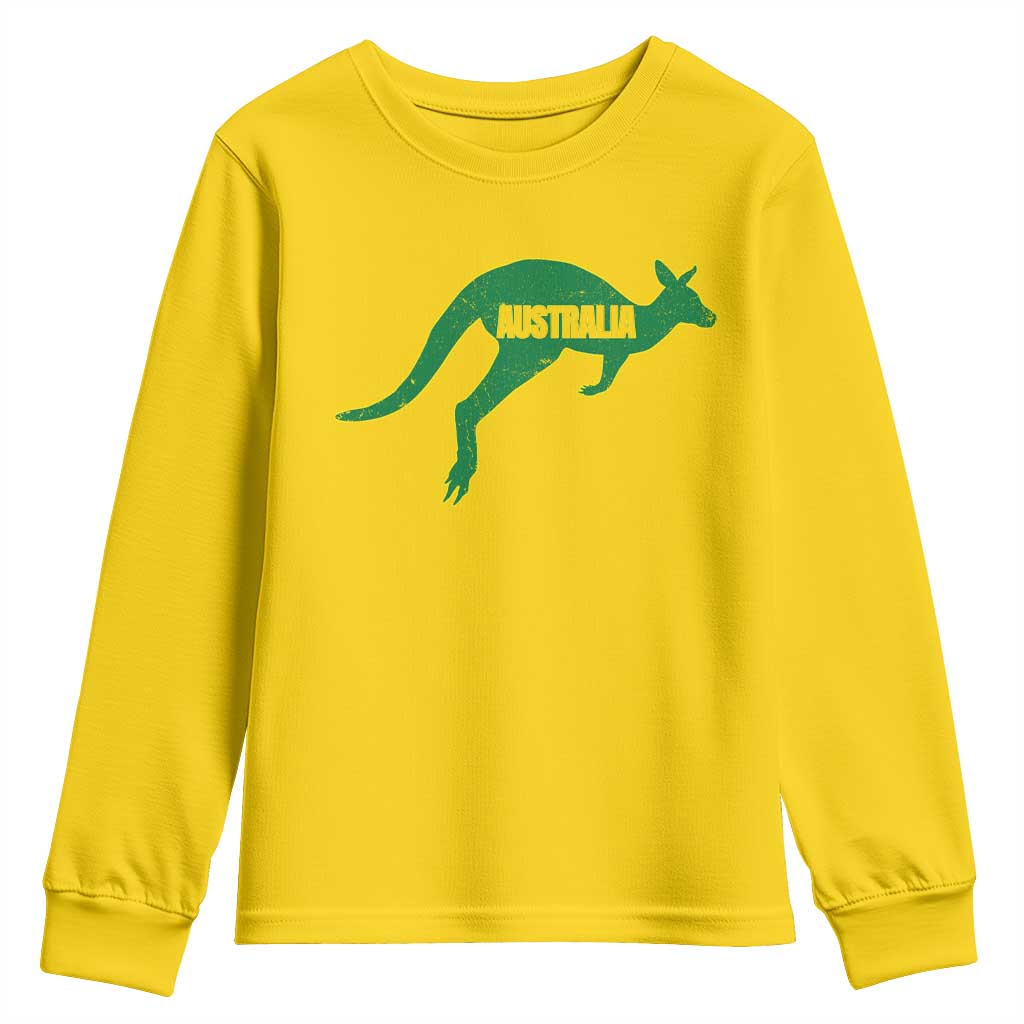 Vintage Kangaroo Australia Youth Sweatshirt Patriotic Country Pride Graphic Aussie Roo Kangaroo TS10 Daisy Print Your Wear