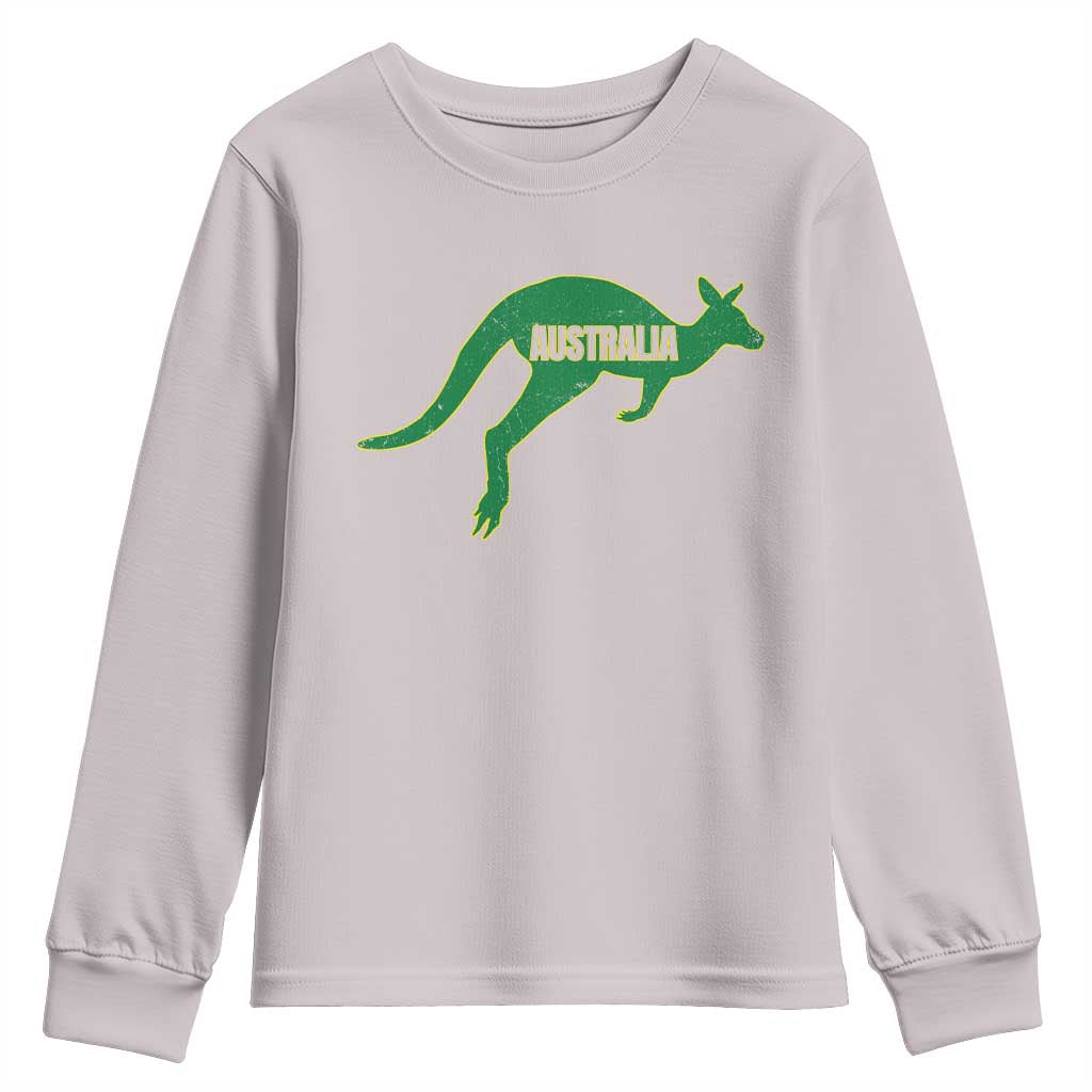 Vintage Kangaroo Australia Youth Sweatshirt Patriotic Country Pride Graphic Aussie Roo Kangaroo