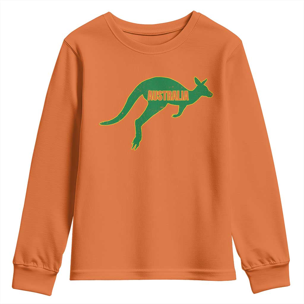 Vintage Kangaroo Australia Youth Sweatshirt Patriotic Country Pride Graphic Aussie Roo Kangaroo