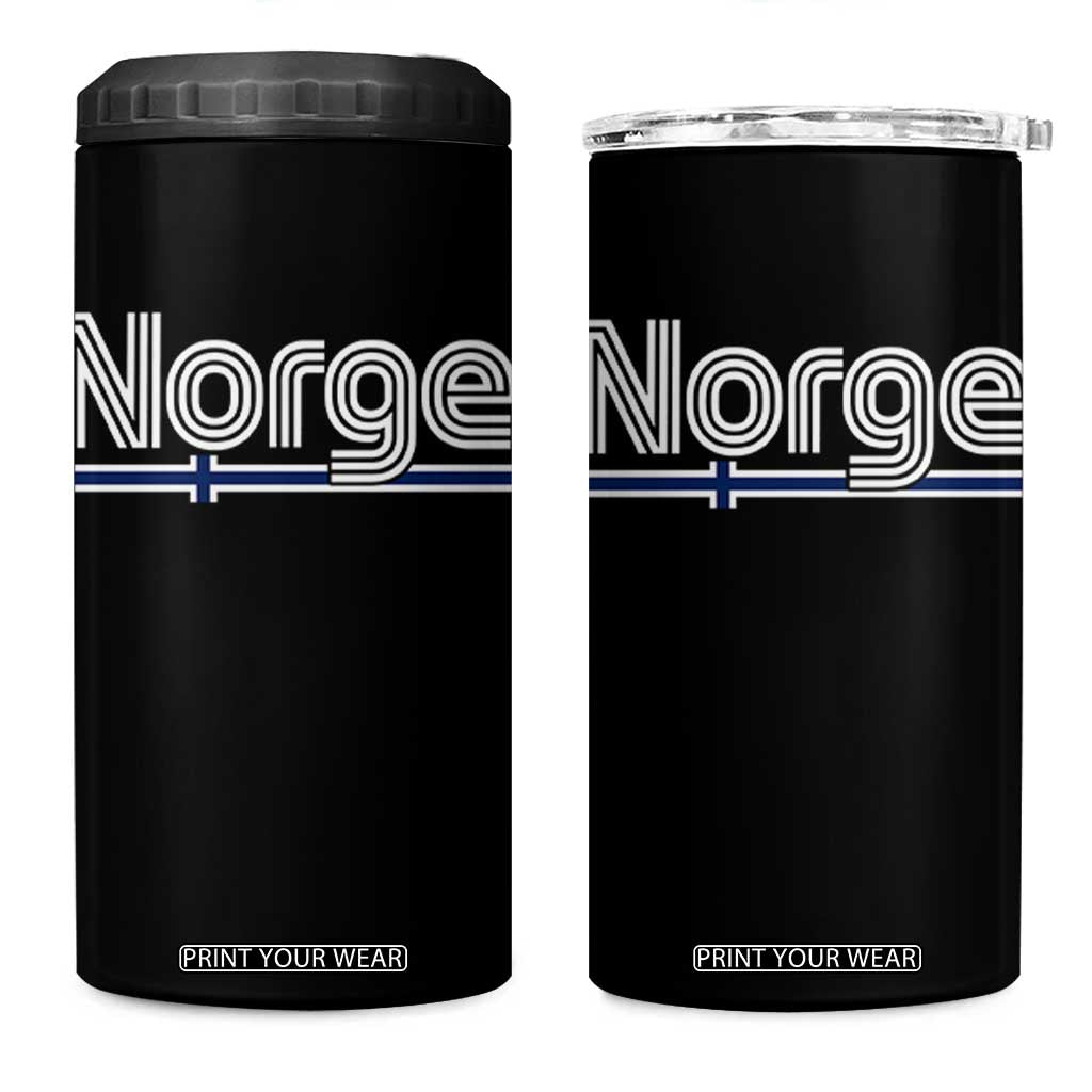 Retro Vintage Norge Flag 4 in 1 Can Cooler Tumbler Norway Norwegian Pride Heritage Scandinavian TS10 One Size: 16 oz Black Print Your Wear