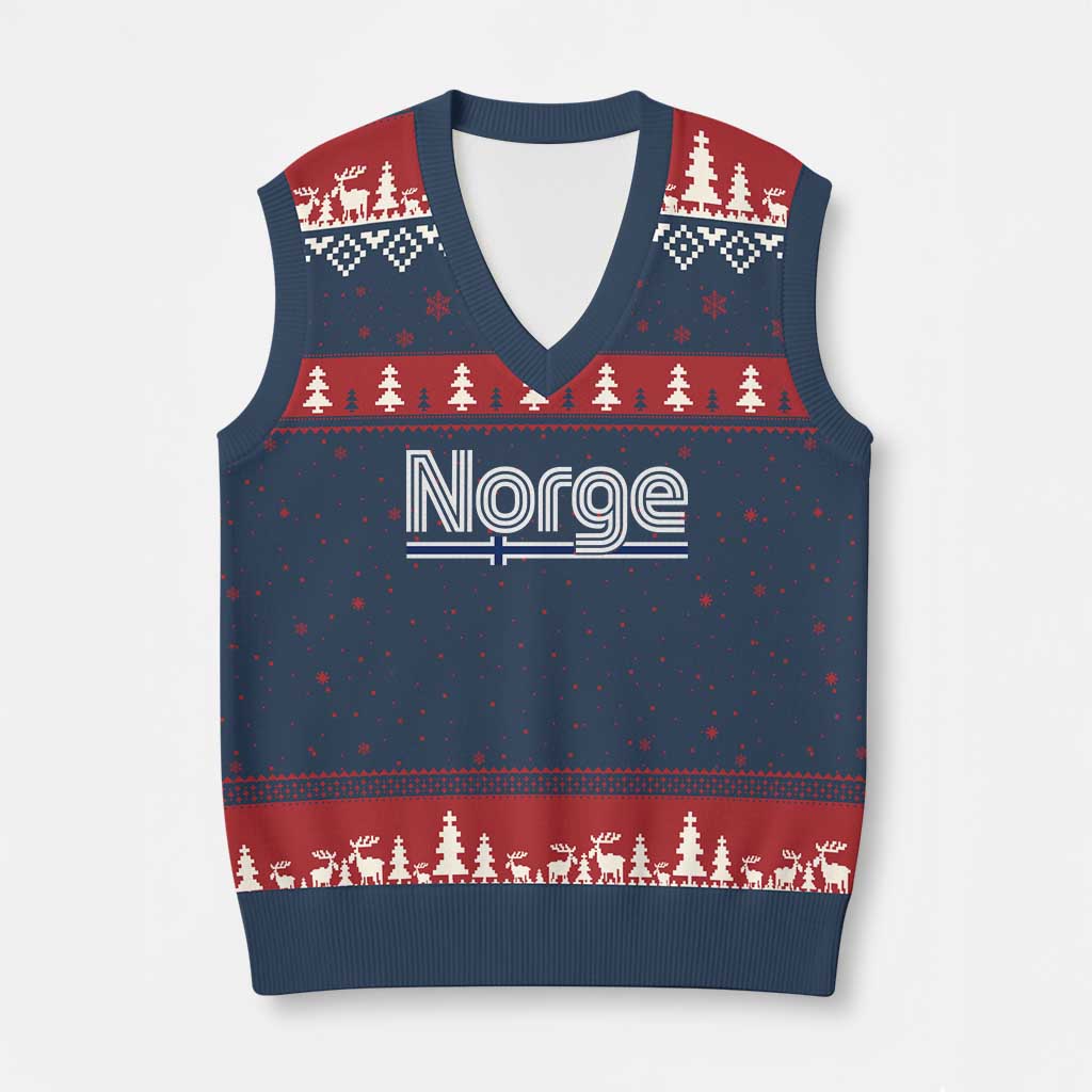 Retro Vintage Norge Flag V-Neck Knit Sweater Vest Norway Norwegian Pride Heritage Scandinavian TS10 Navy Red Print Your Wear