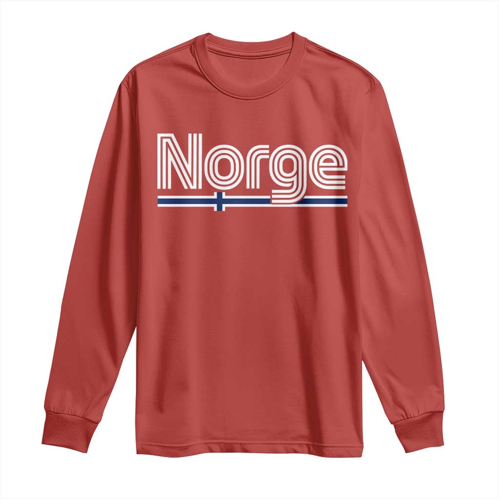 Retro Vintage Norge Flag Long Sleeve Shirt Norway Norwegian Pride Heritage Scandinavian TS10 Red Print Your Wear