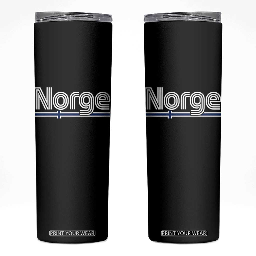 Retro Vintage Norge Flag Skinny Tumbler Norway Norwegian Pride Heritage Scandinavian TS10 Black Print Your Wear