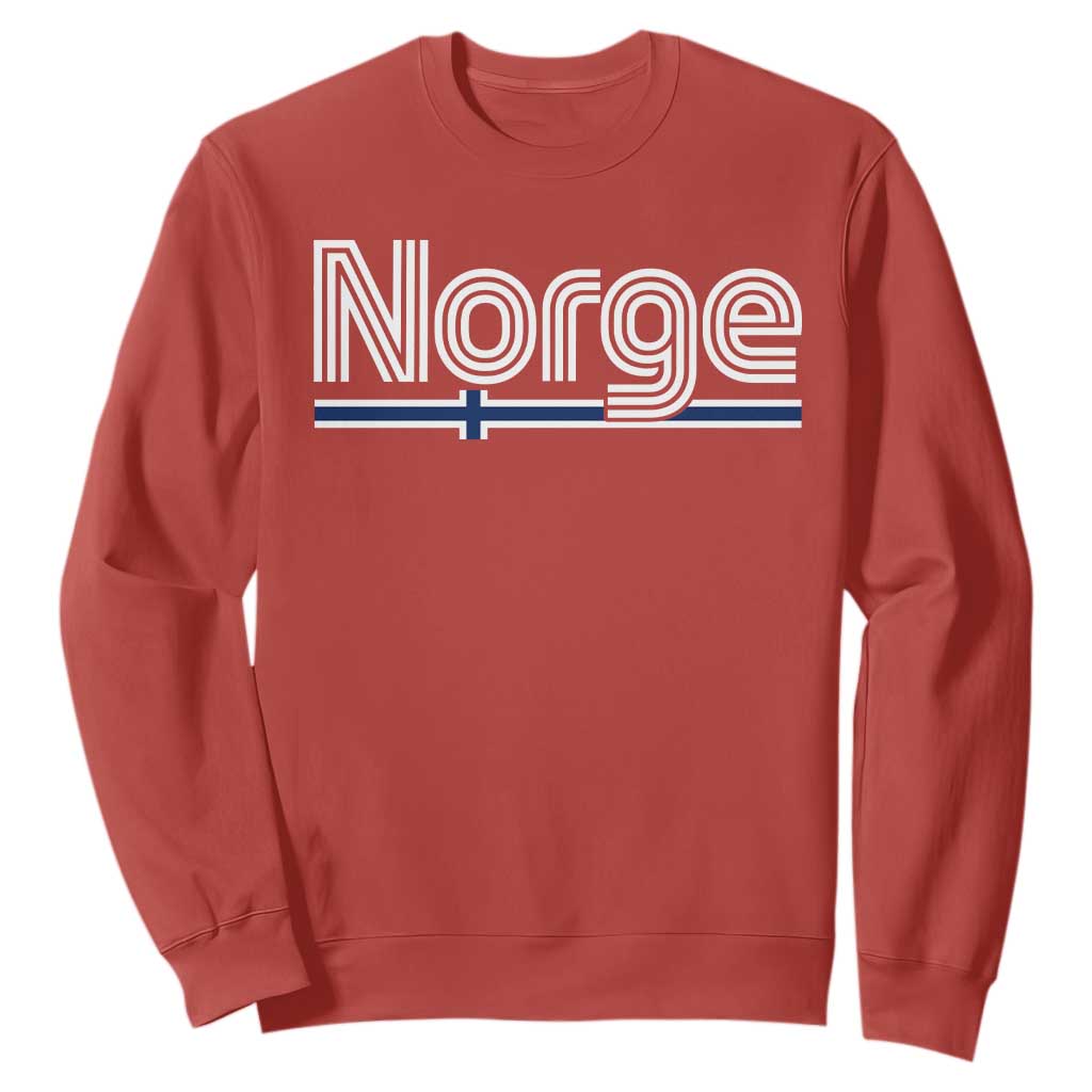 Retro Vintage Norge Flag Sweatshirt Norway Norwegian Pride Heritage Scandinavian TS10 Red Print Your Wear