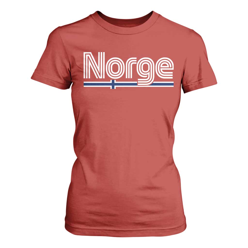 Retro Vintage Norge Flag T Shirt For Women Norway Norwegian Pride Heritage Scandinavian TS10 Red Print Your Wear