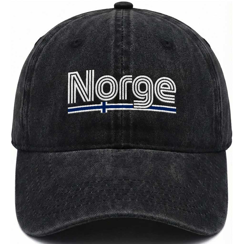 Retro Vintage Norge Flag Washed Cotton Baseball Cap Norway Norwegian Pride Heritage Scandinavian