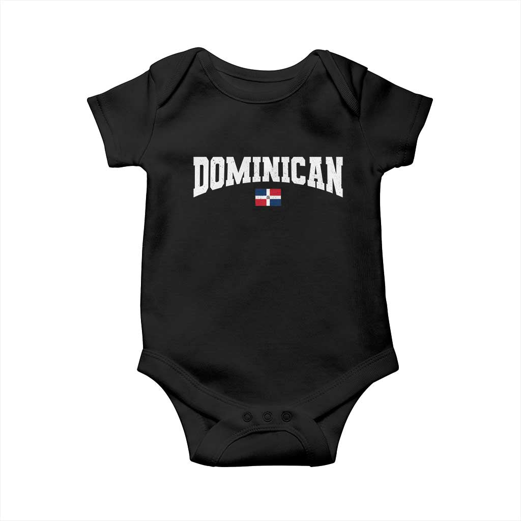 Vintage Dominican Republic Flag Baby Onesie Retro Varsity Caribbean Pride Heritage Gift TS10 Black Print Your Wear