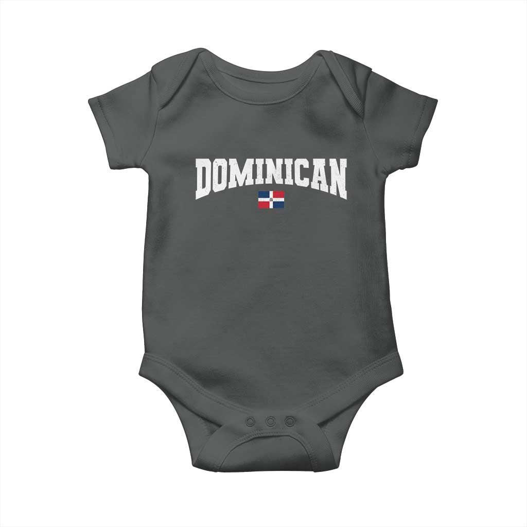 Vintage Dominican Republic Flag Baby Onesie Retro Varsity Caribbean Pride Heritage Gift TS10 Dark Heather Print Your Wear