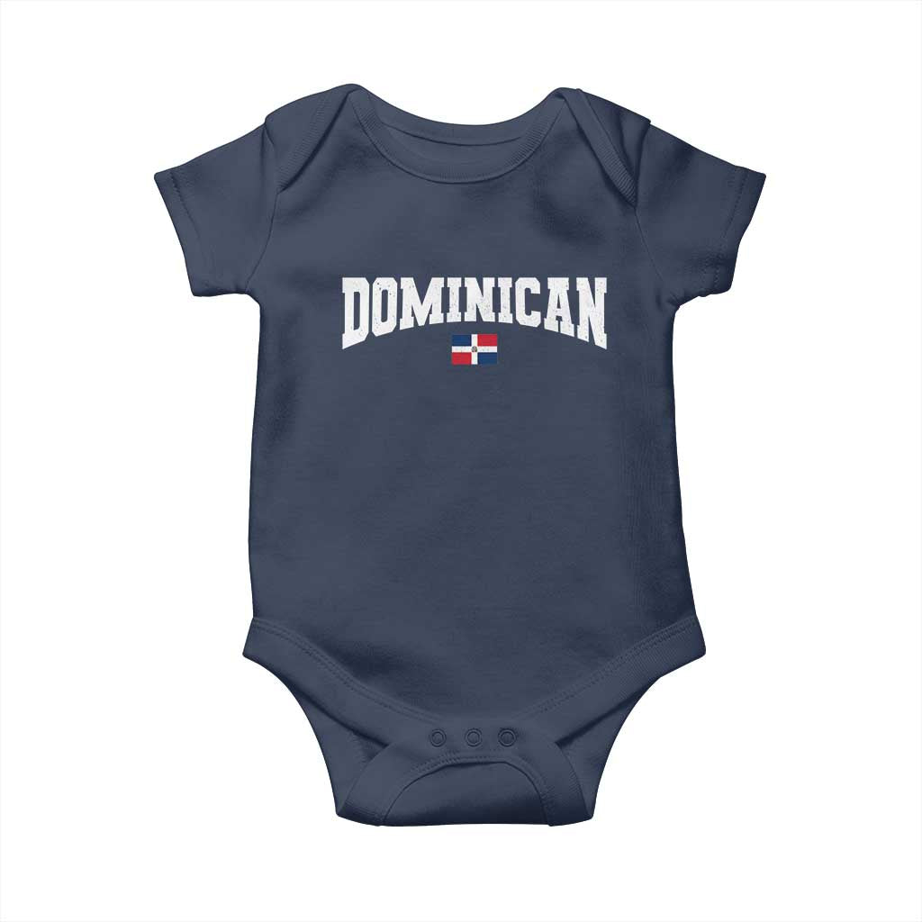 Vintage Dominican Republic Flag Baby Onesie Retro Varsity Caribbean Pride Heritage Gift TS10 Navy Print Your Wear