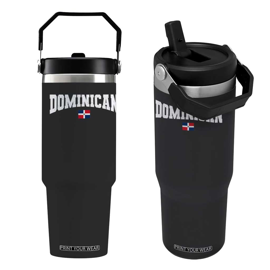 Vintage Dominican Republic Flag Flip Straw Tumbler Retro Varsity Caribbean Pride Heritage Gift TS10 One Size: 30 oz Black Print Your Wear