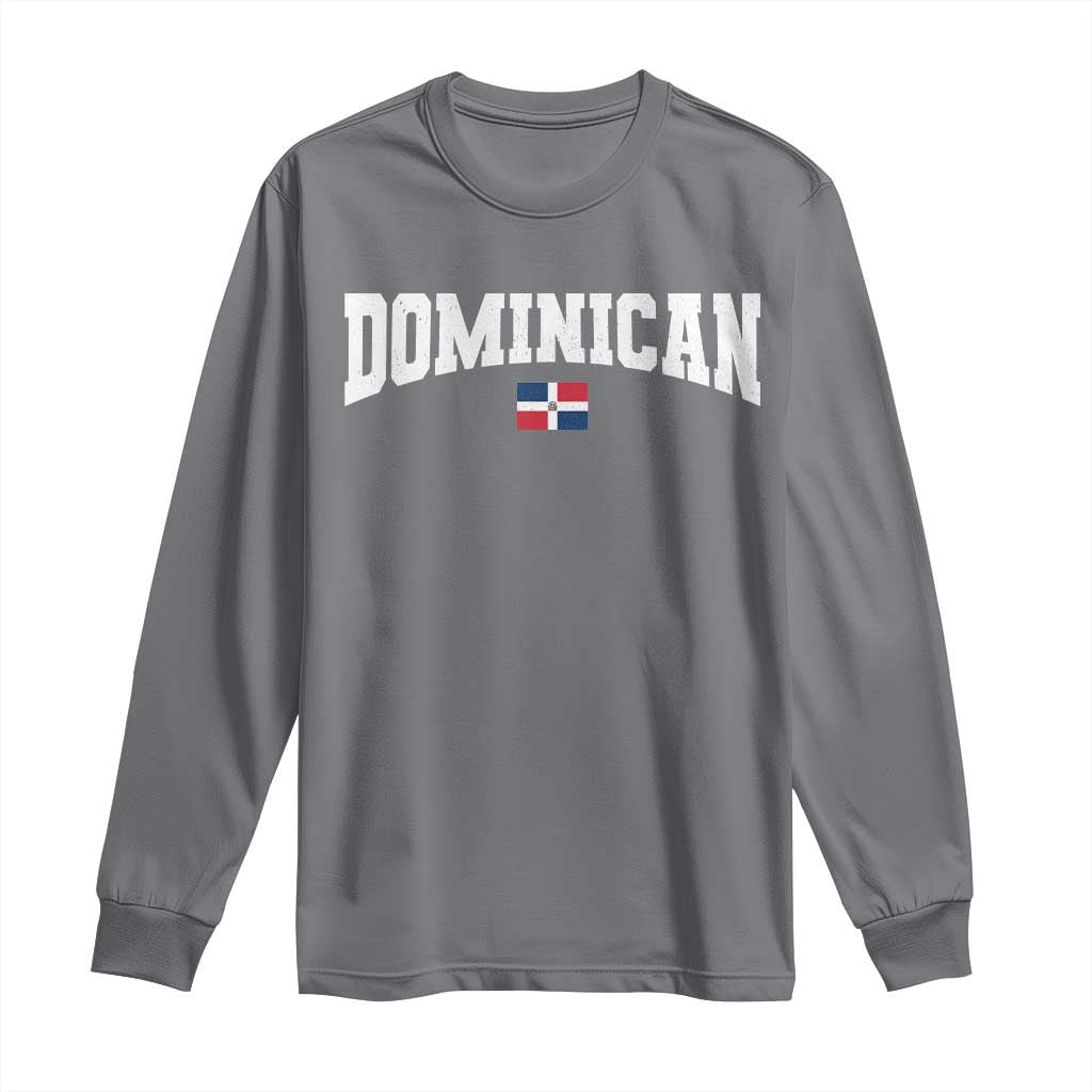 Vintage Dominican Republic Flag Long Sleeve Shirt Retro Varsity Caribbean Pride Heritage Gift TS10 Charcoal Print Your Wear