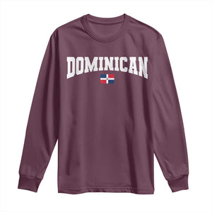 Vintage Dominican Republic Flag Long Sleeve Shirt Retro Varsity Caribbean Pride Heritage Gift TS10 Maroon Print Your Wear