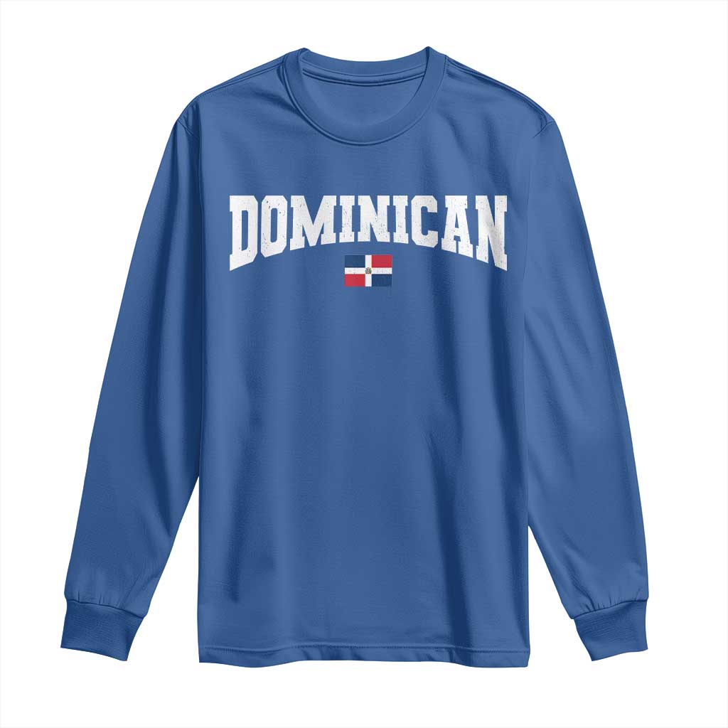 Vintage Dominican Republic Flag Long Sleeve Shirt Retro Varsity Caribbean Pride Heritage Gift TS10 Royal Blue Print Your Wear