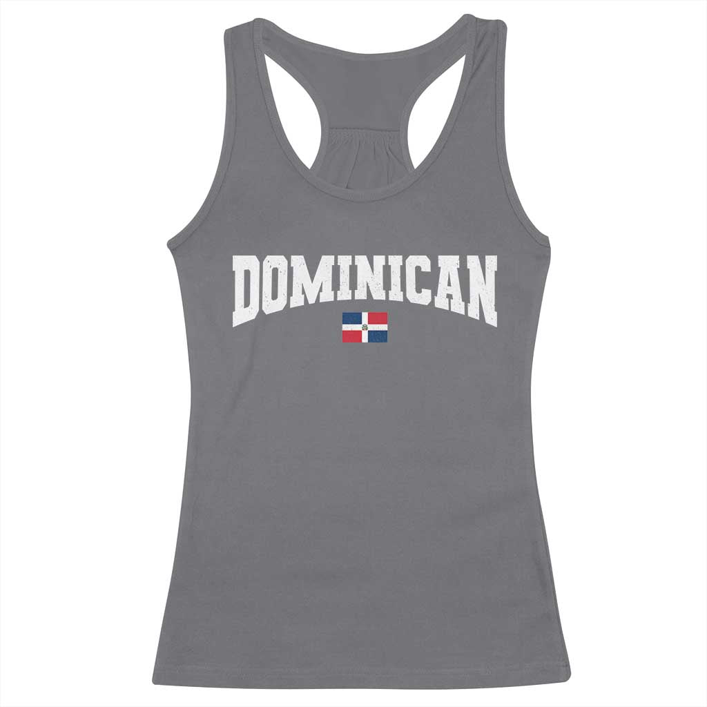 Vintage Dominican Republic Flag Racerback Tank Top Retro Varsity Caribbean Pride Heritage Gift TS10 Charcoal Print Your Wear