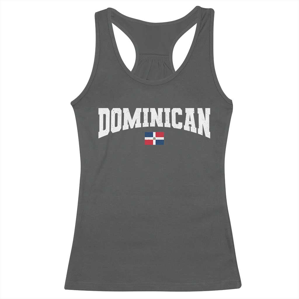 Vintage Dominican Republic Flag Racerback Tank Top Retro Varsity Caribbean Pride Heritage Gift TS10 Dark Heather Print Your Wear