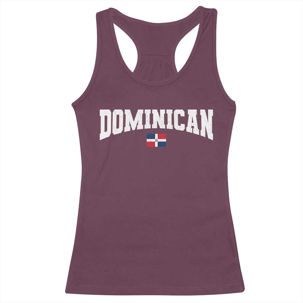 Vintage Dominican Republic Flag Racerback Tank Top Retro Varsity Caribbean Pride Heritage Gift TS10 Maroon Print Your Wear
