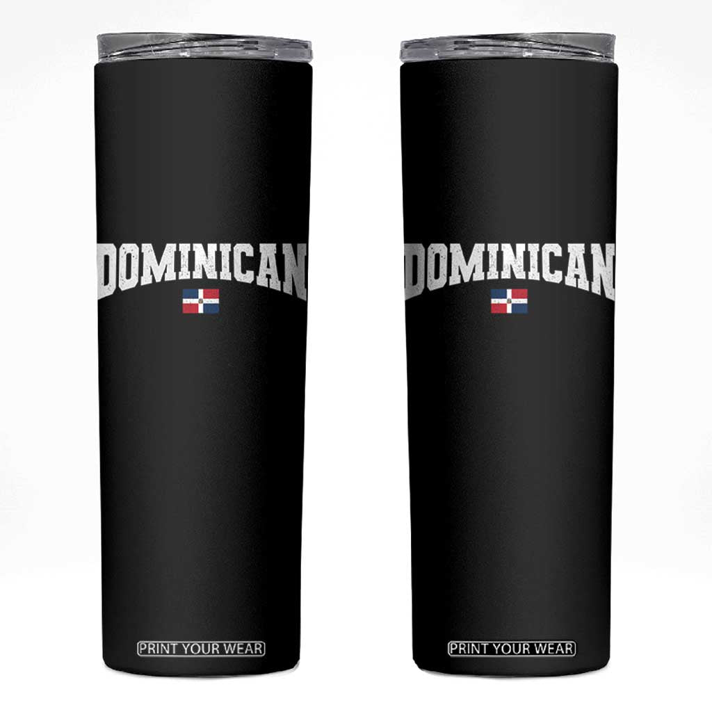 Vintage Dominican Republic Flag Skinny Tumbler Retro Varsity Caribbean Pride Heritage Gift TS10 Black Print Your Wear