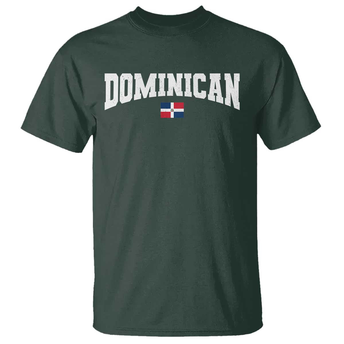 Vintage Dominican Republic Flag T Shirt Retro Varsity Caribbean Pride Heritage Gift TS10 Dark Forest Green Print Your Wear