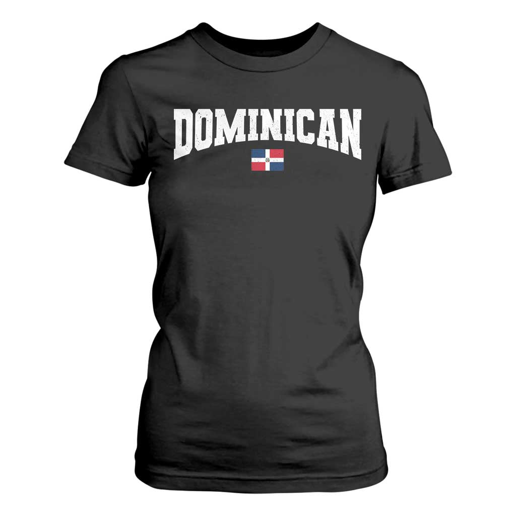 Vintage Dominican Republic Flag T Shirt For Women Retro Varsity Caribbean Pride Heritage Gift TS10 Black Print Your Wear