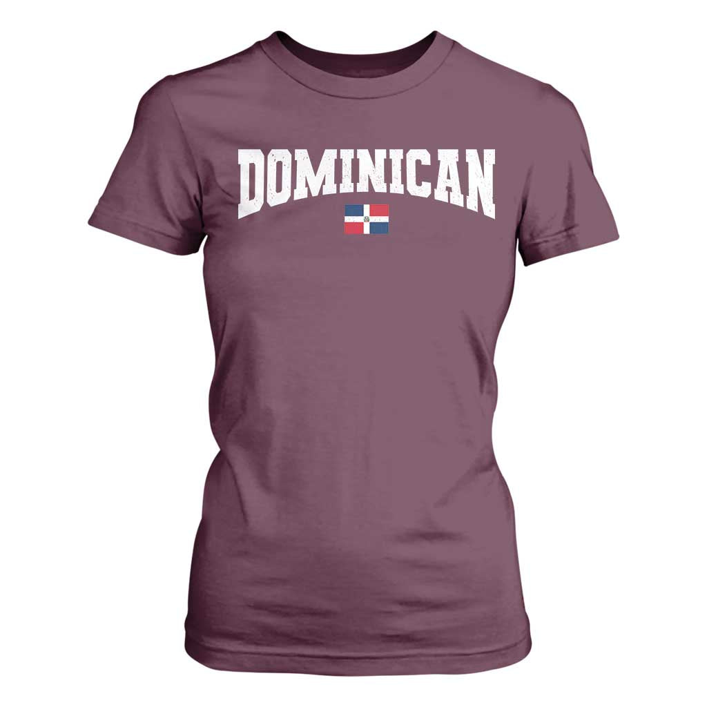 Vintage Dominican Republic Flag T Shirt For Women Retro Varsity Caribbean Pride Heritage Gift TS10 Maroon Print Your Wear