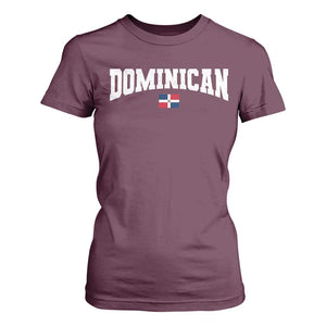 Vintage Dominican Republic Flag T Shirt For Women Retro Varsity Caribbean Pride Heritage Gift TS10 Maroon Print Your Wear