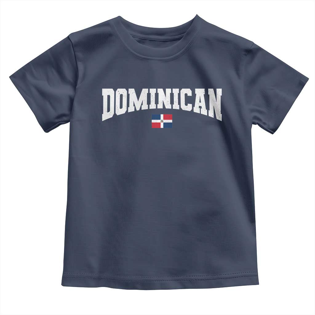 Vintage Dominican Republic Flag Toddler T Shirt Retro Varsity Caribbean Pride Heritage Gift TS10 Navy Print Your Wear