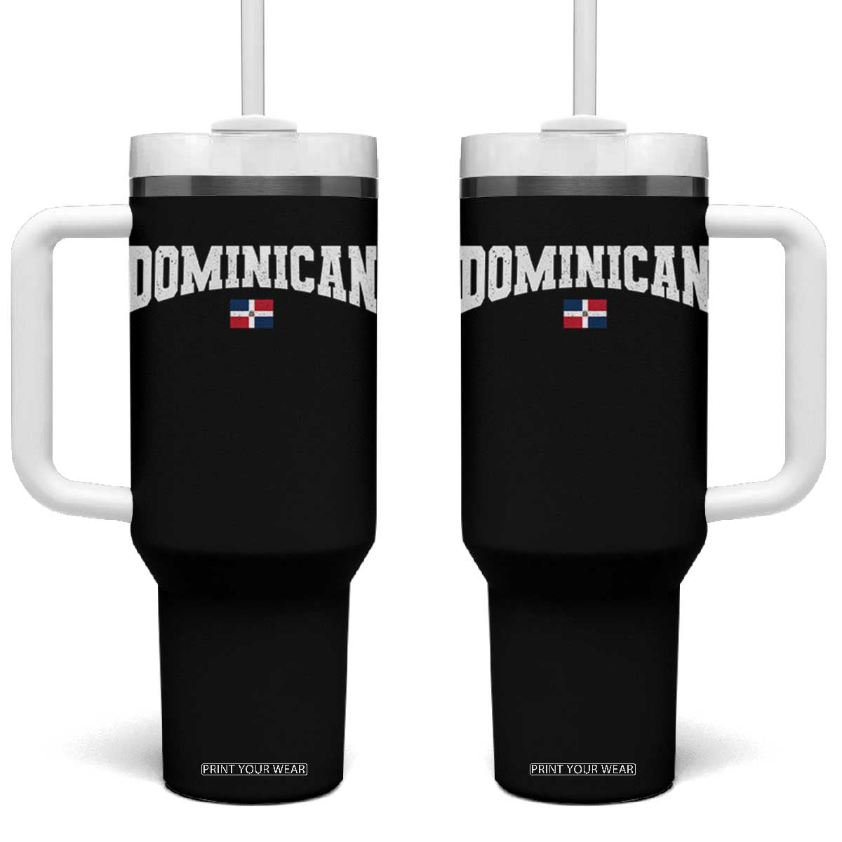 Vintage Dominican Republic Flag Tumbler With Handle Retro Varsity Caribbean Pride Heritage Gift TS10 One Size: 40 oz Black Print Your Wear