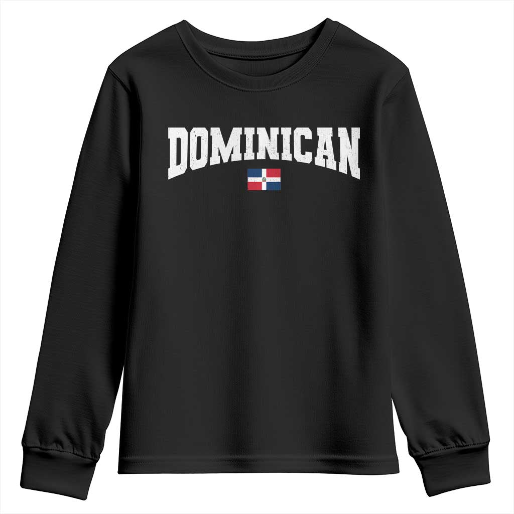 Vintage Dominican Republic Flag Youth Sweatshirt Retro Varsity Caribbean Pride Heritage Gift TS10 Black Print Your Wear