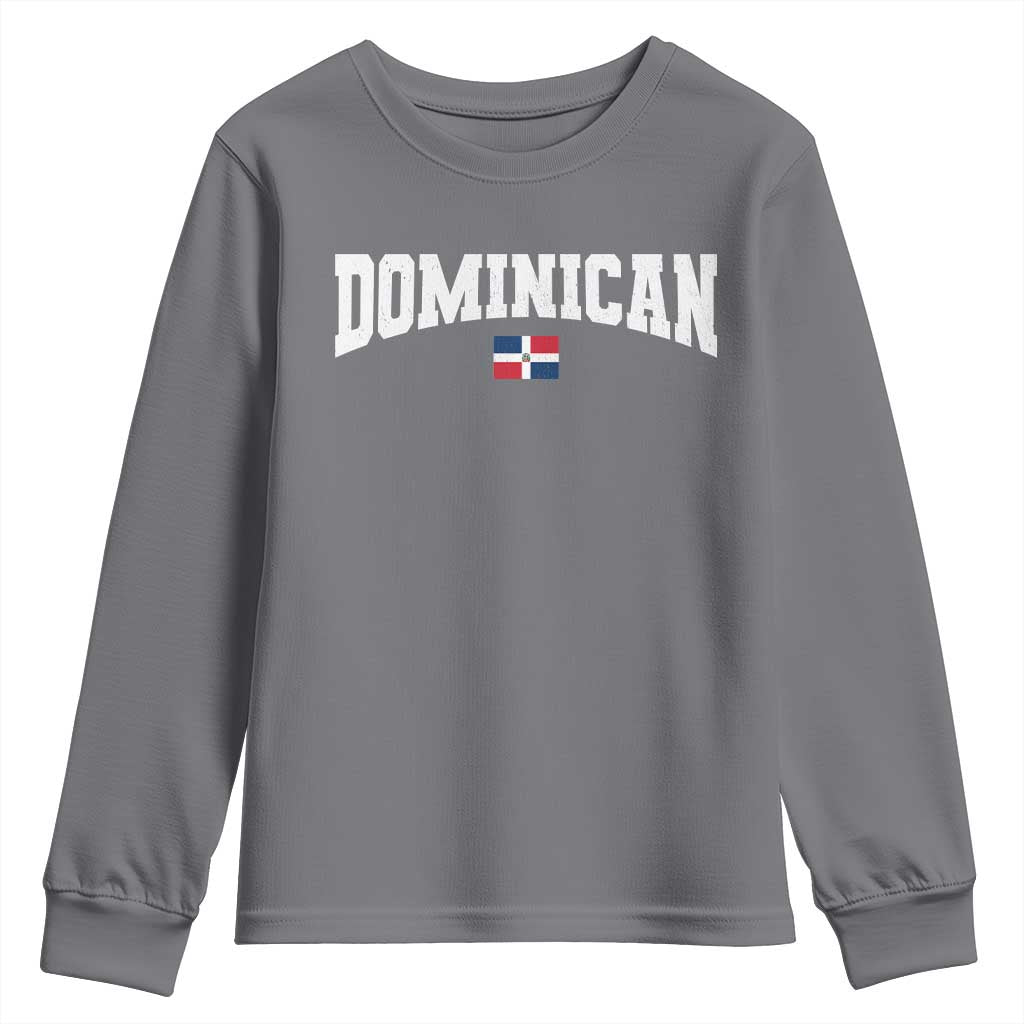 Vintage Dominican Republic Flag Youth Sweatshirt Retro Varsity Caribbean Pride Heritage Gift TS10 Charcoal Print Your Wear