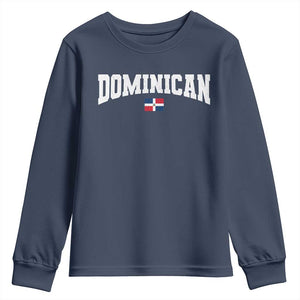 Vintage Dominican Republic Flag Youth Sweatshirt Retro Varsity Caribbean Pride Heritage Gift TS10 Navy Print Your Wear