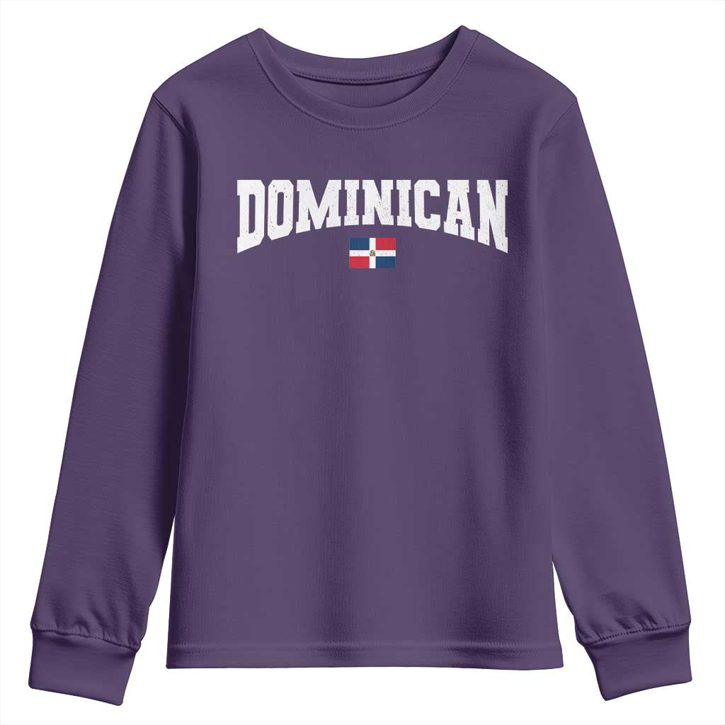 Vintage Dominican Republic Flag Youth Sweatshirt Retro Varsity Caribbean Pride Heritage Gift TS10 Purple Print Your Wear